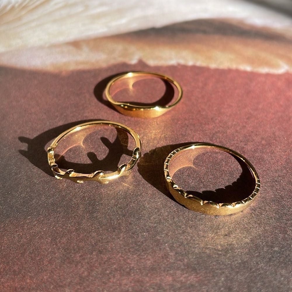 Nordstrom | Gold Plated Set of 3 Rings Size 8.5